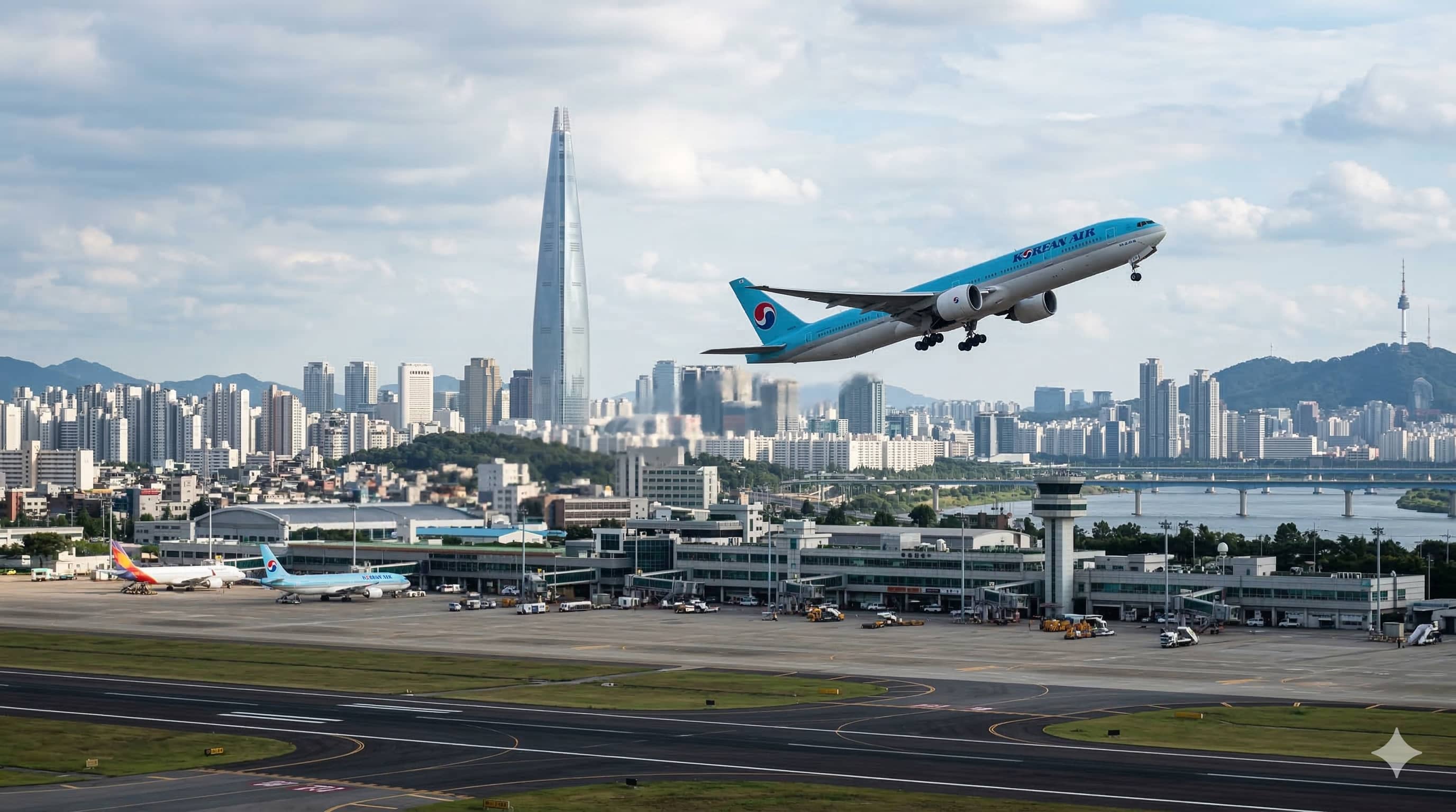 Máy bay cất cánh đến Seoul