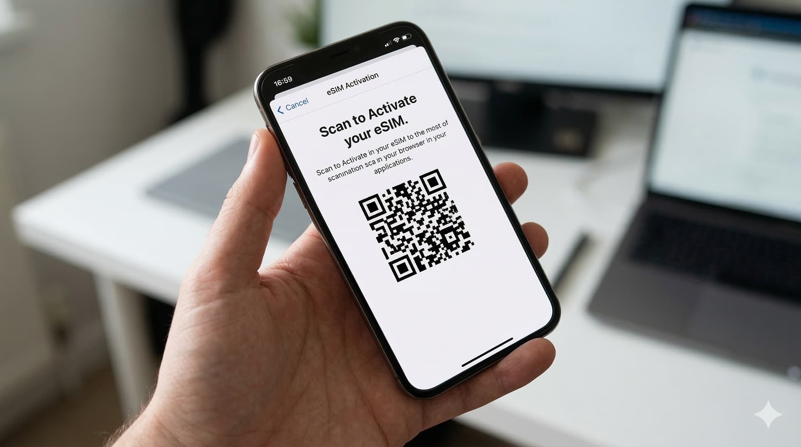 Quét mã QR để kích hoạt eSIM trên điện thoại