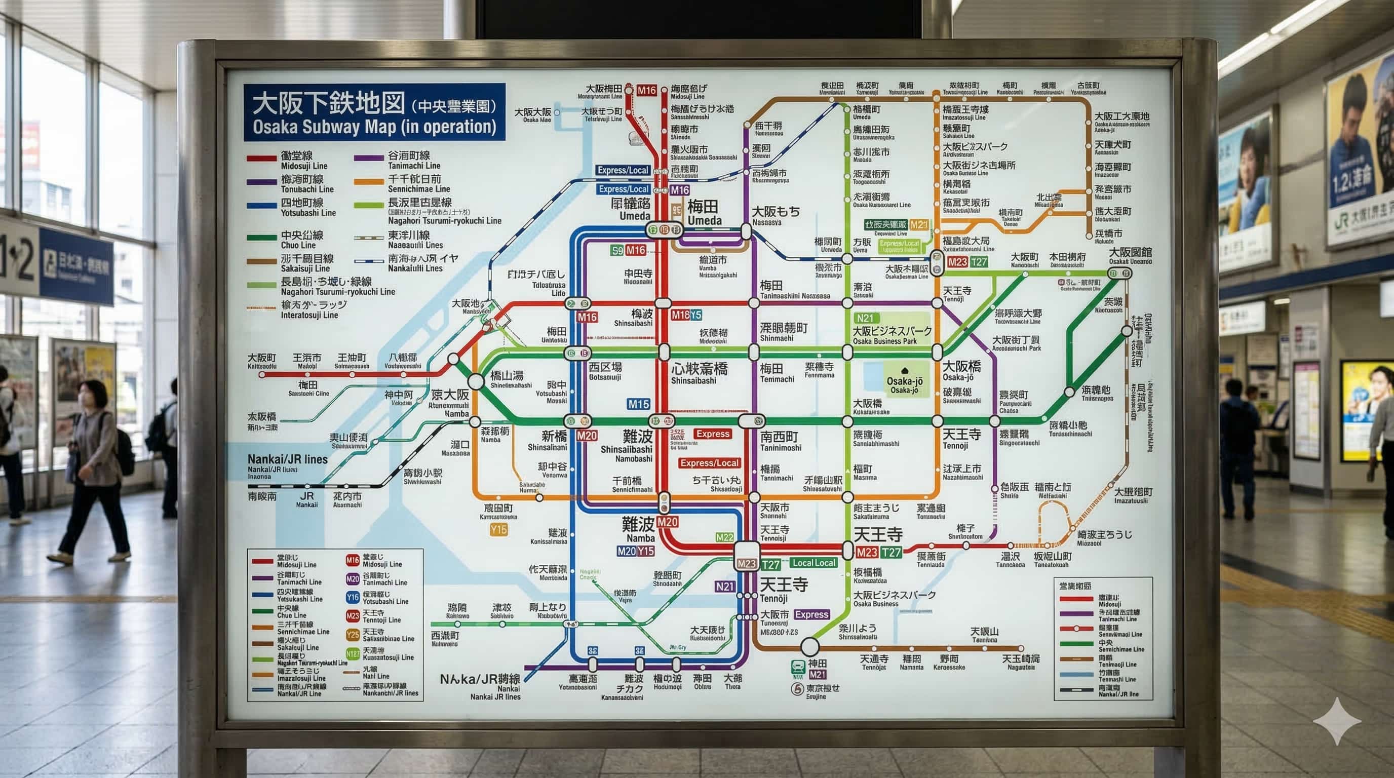 Bản đồ tàu điện ngầm Osaka