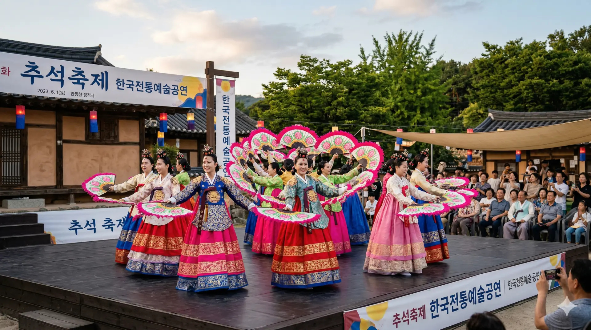 Biểu diễn múa truyền thống dịp Chuseok