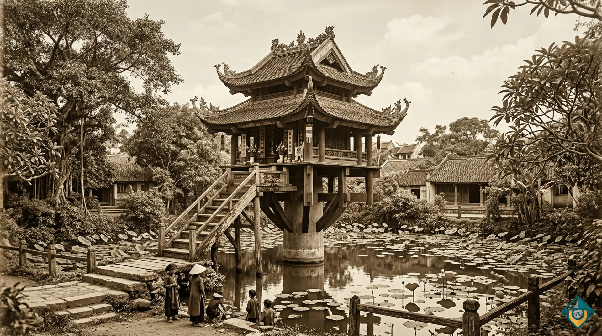 Bức ảnh chụp Chùa Một Cột năm 1885