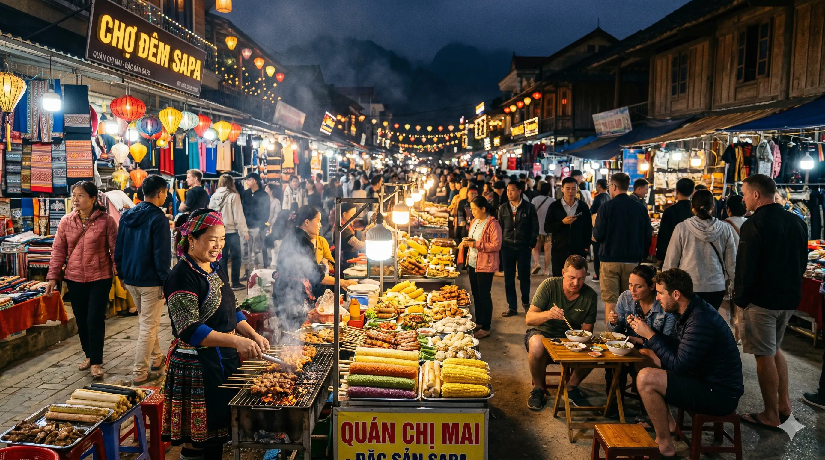 Chợ đêm Sapa với nhiều món ăn hấp dẫn