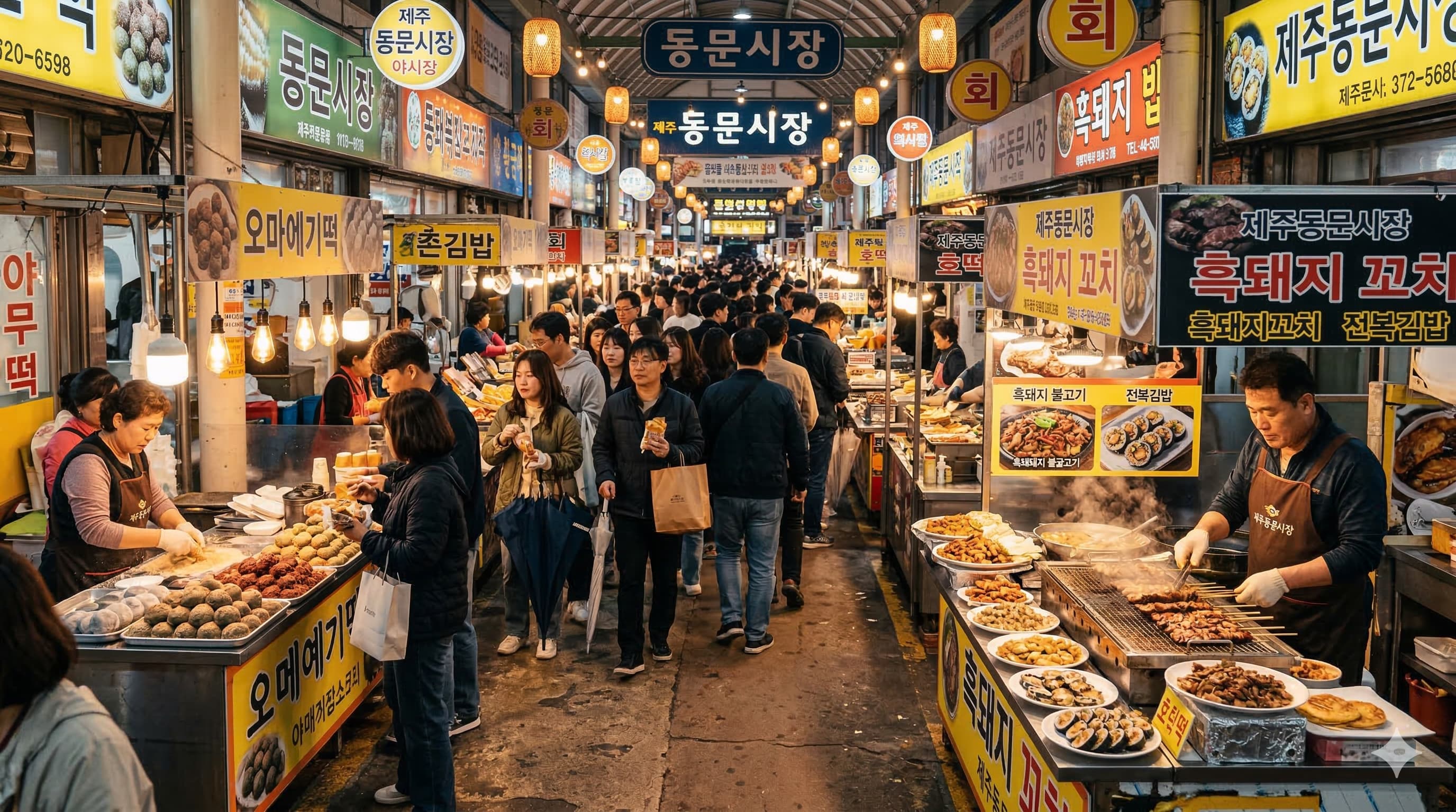Chợ Dongmun nhộn nhịp với nhiều món ăn đặc sản Jeju