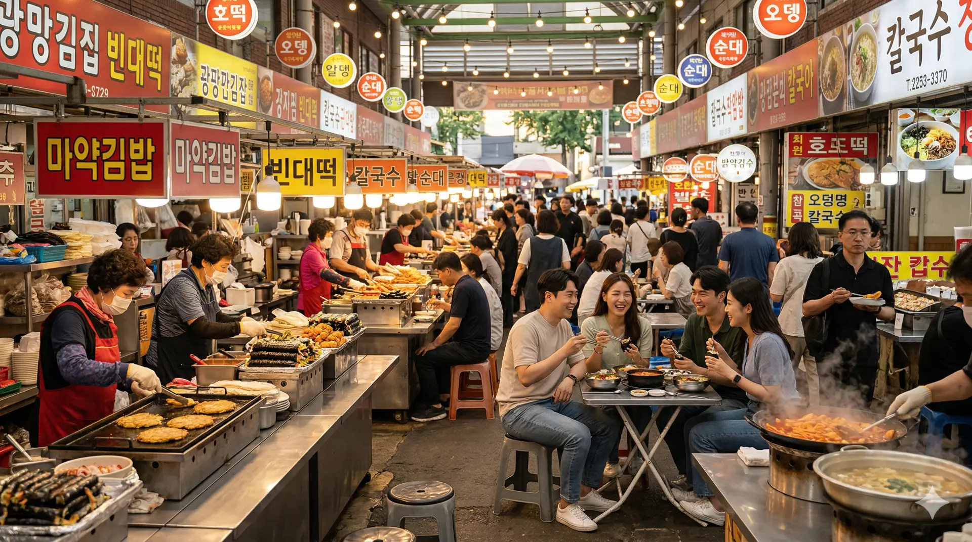 Chợ Gwangjang nhộn nhịp với các món ăn Hàn Quốc