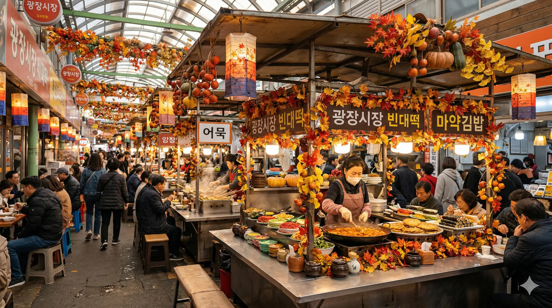 Chợ Gwangjang ở Seoul với các món ăn đường phố hấp dẫn