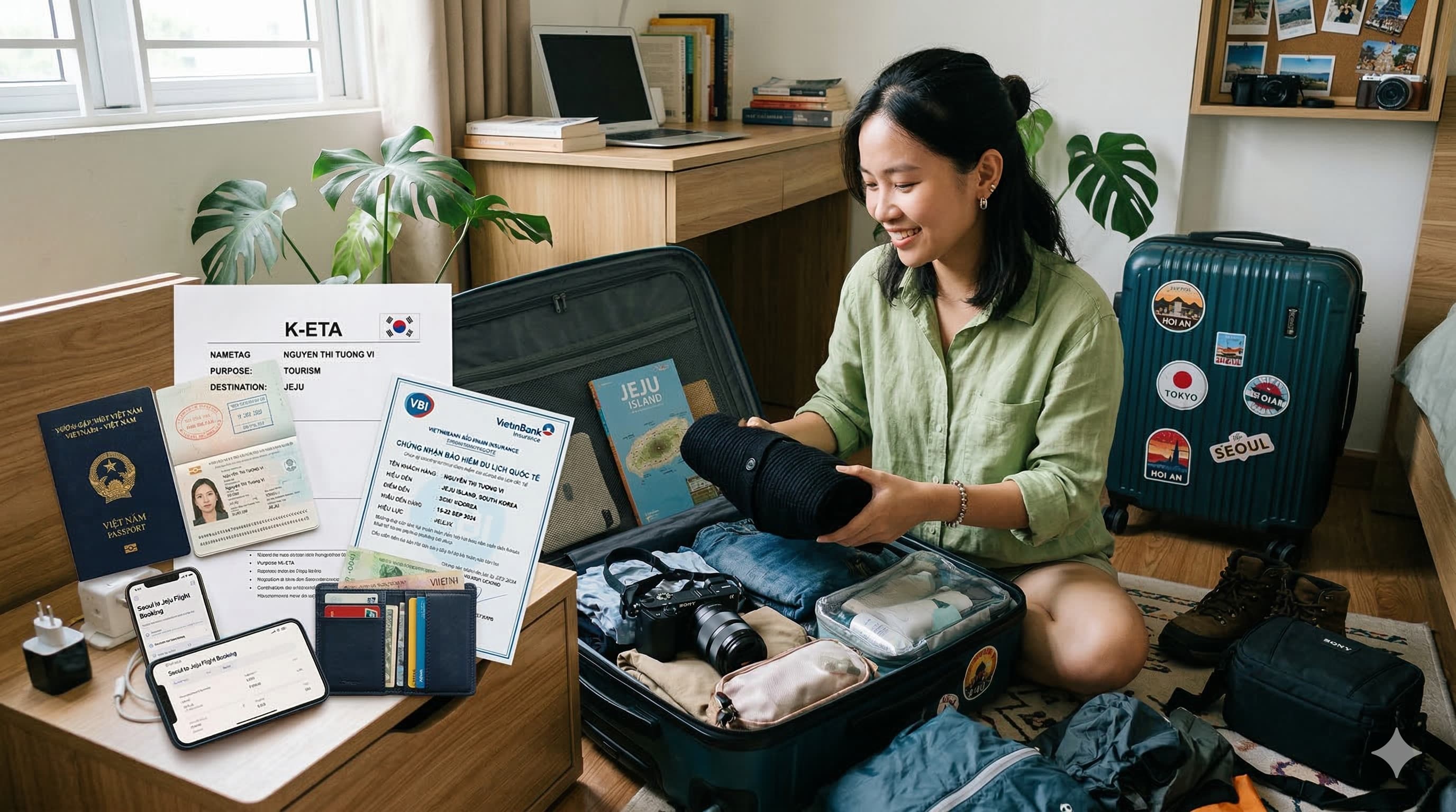 Chuẩn bị giấy tờ và hành lý cho chuyến đi Jeju