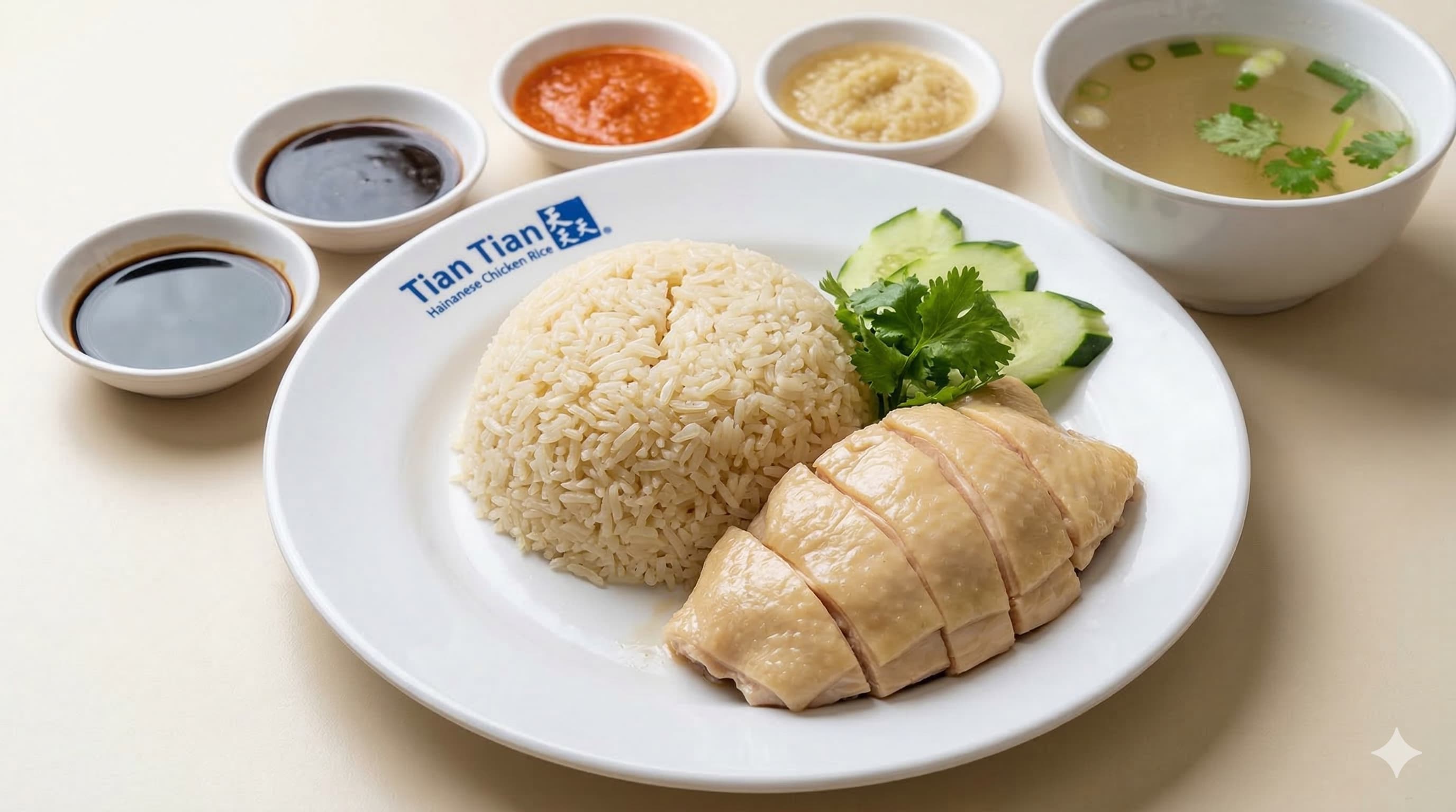 Cơm gà Hải Nam tại Tian Tian Hainanese Chicken Rice