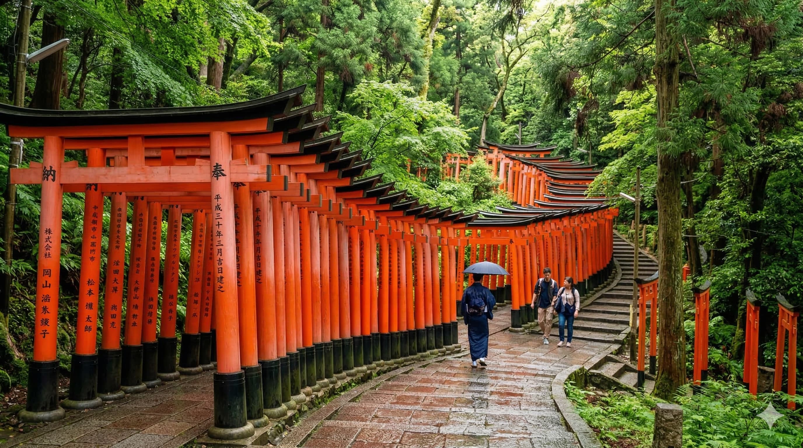 Cổng torii đỏ nổi tiếng tại Fushimi Inari Taisha, Kyoto