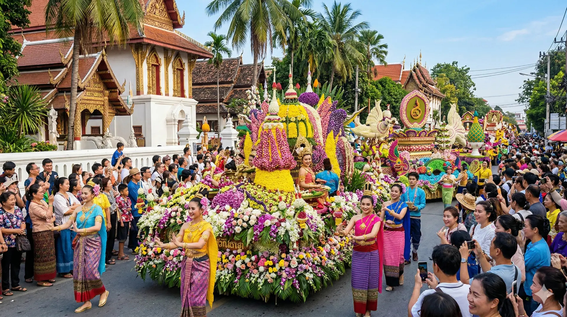 Diễu hành hoa rực rỡ tại lễ hội Chiang Mai