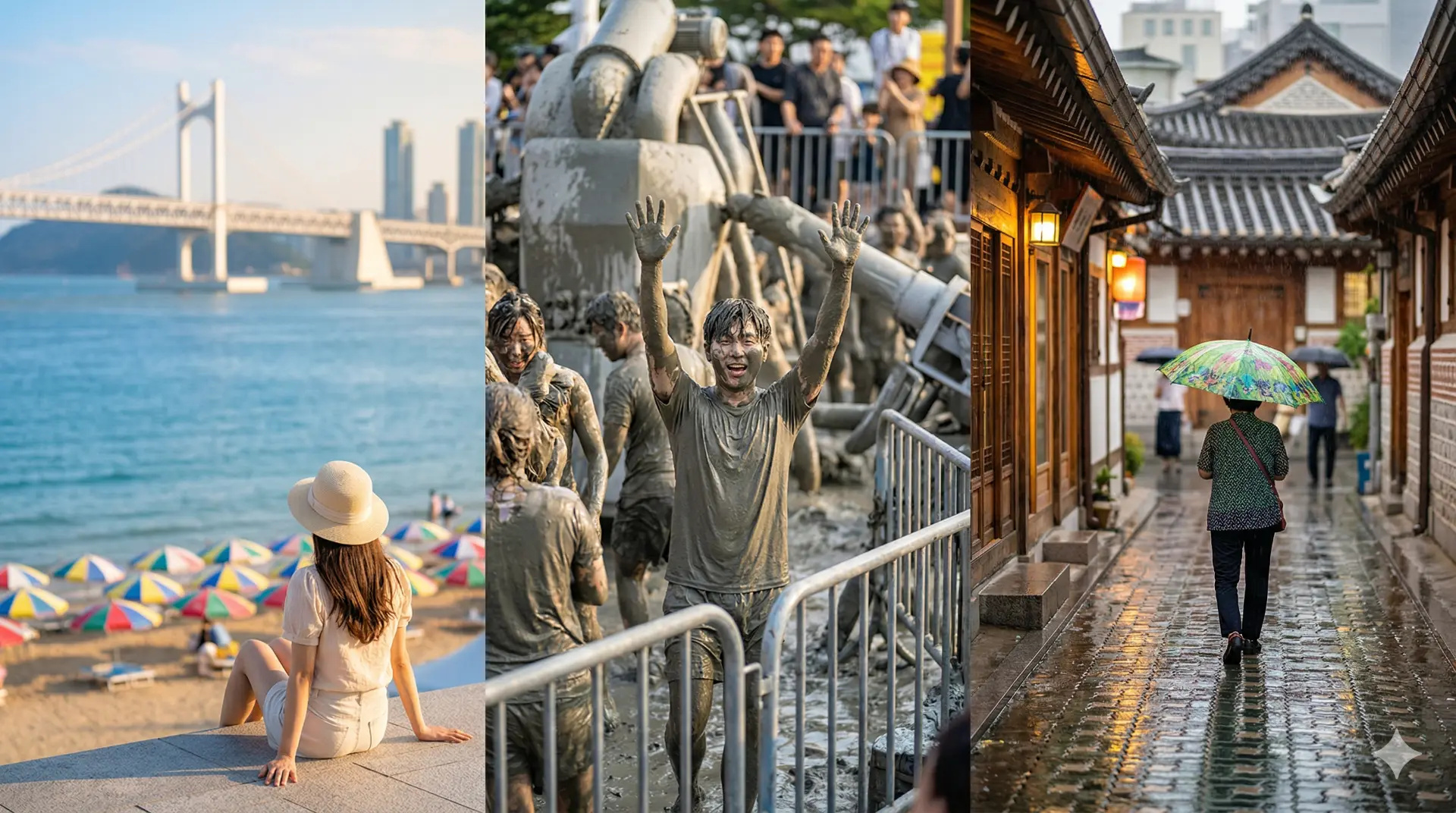 Du lịch Hàn Quốc tháng 6 7 8 Biển Busan, lễ hội bùn Boryeong, mùa mưa cần biết gì