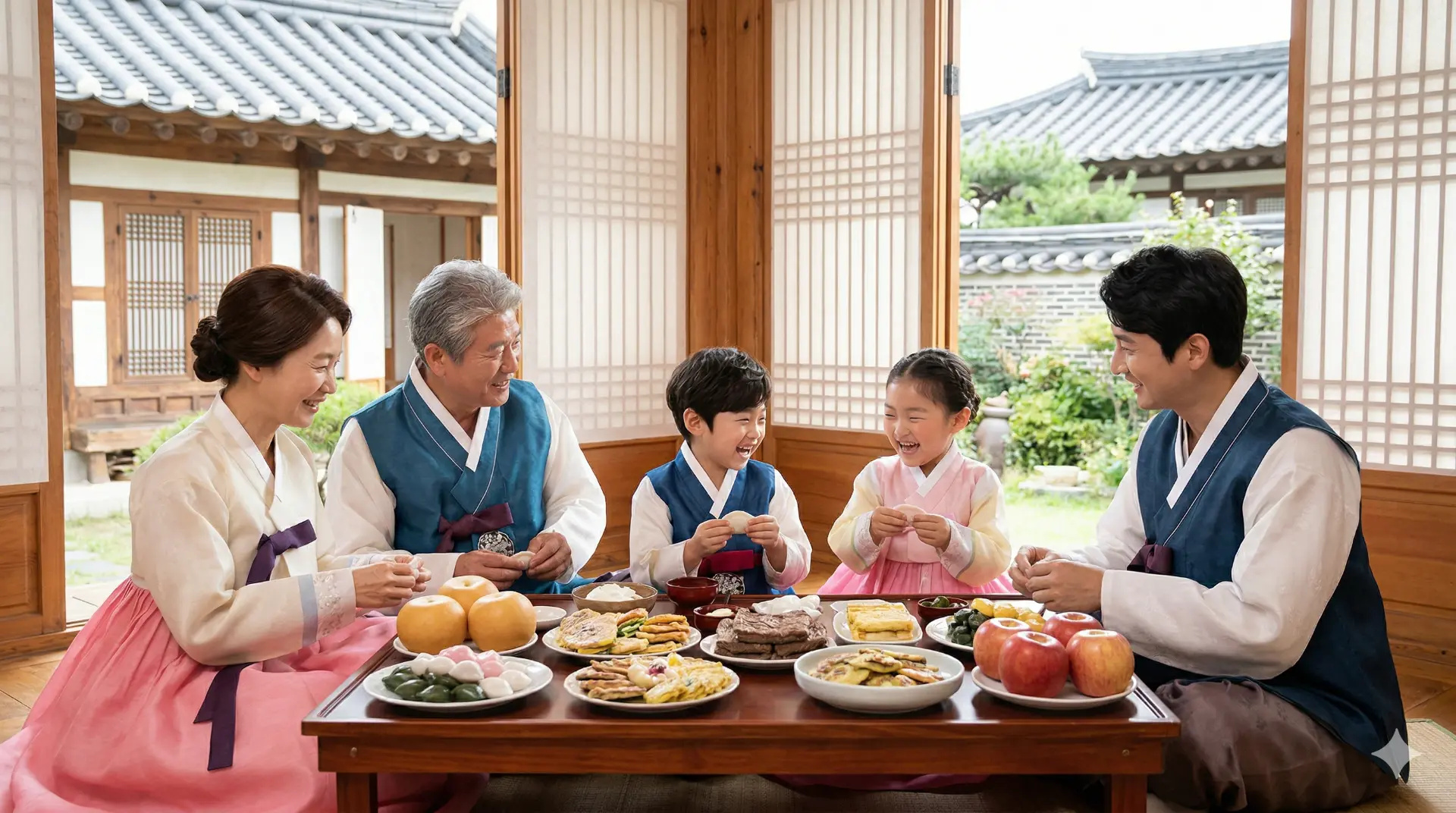 Gia đình Hàn Quốc đón Chuseok trong trang phục truyền thống
