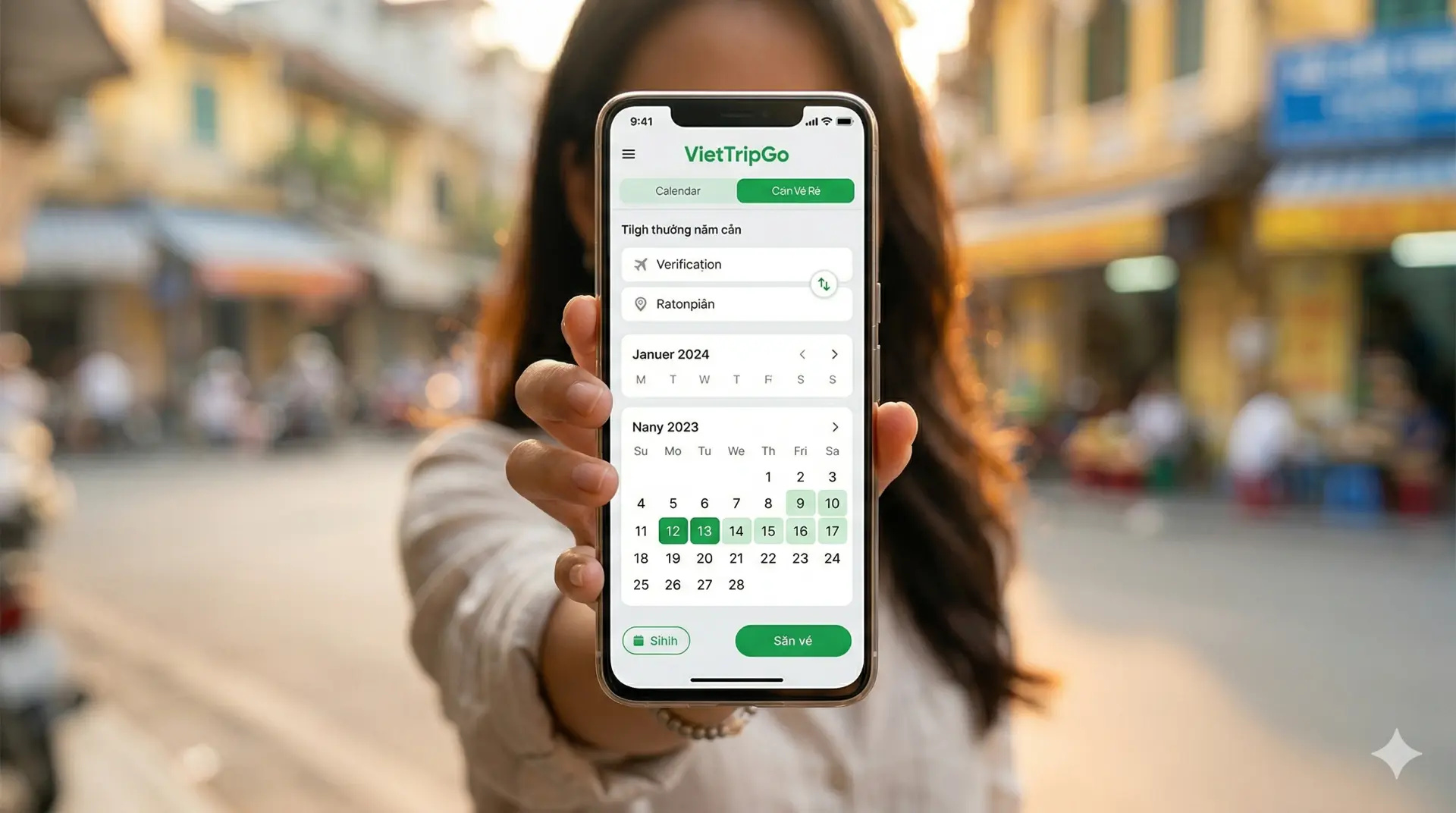 Giao diện một ứng dụng săn vé máy bay