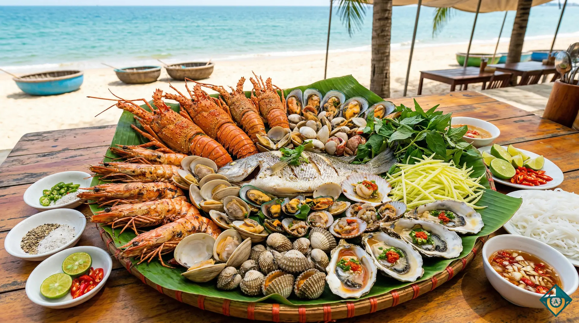 Hải sản tươi sống là điểm nhấn ẩm thực của các bãi biển Việt Nam