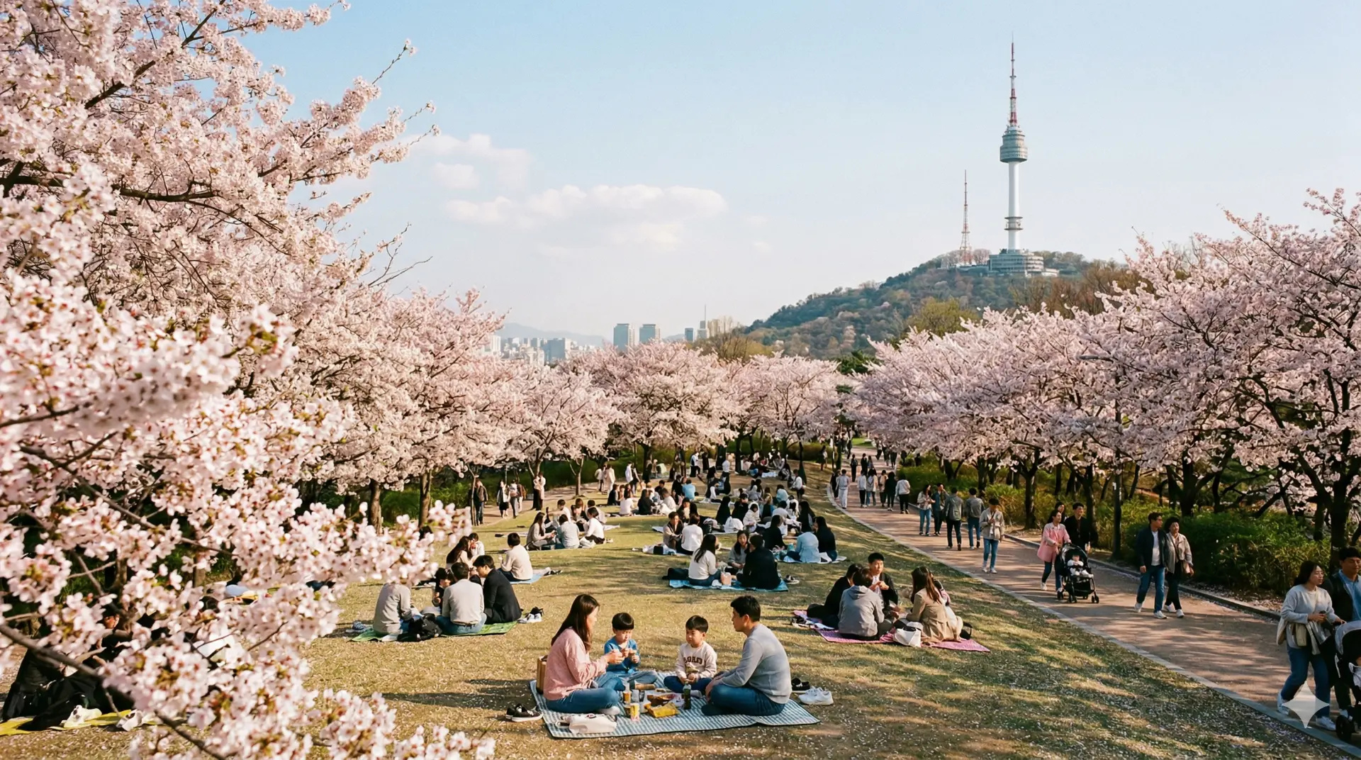 Hoa anh đào nở rộ tại Công viên Namsan, Seoul
