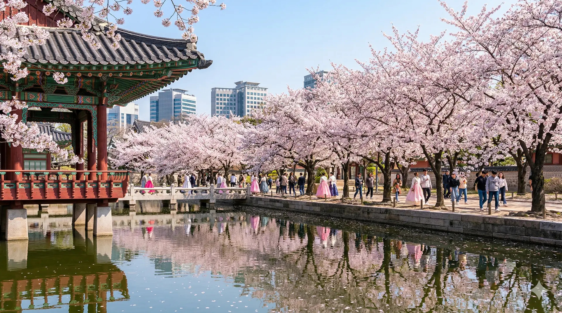 Hoa anh đào nở rộ tại Seoul vào mùa xuân