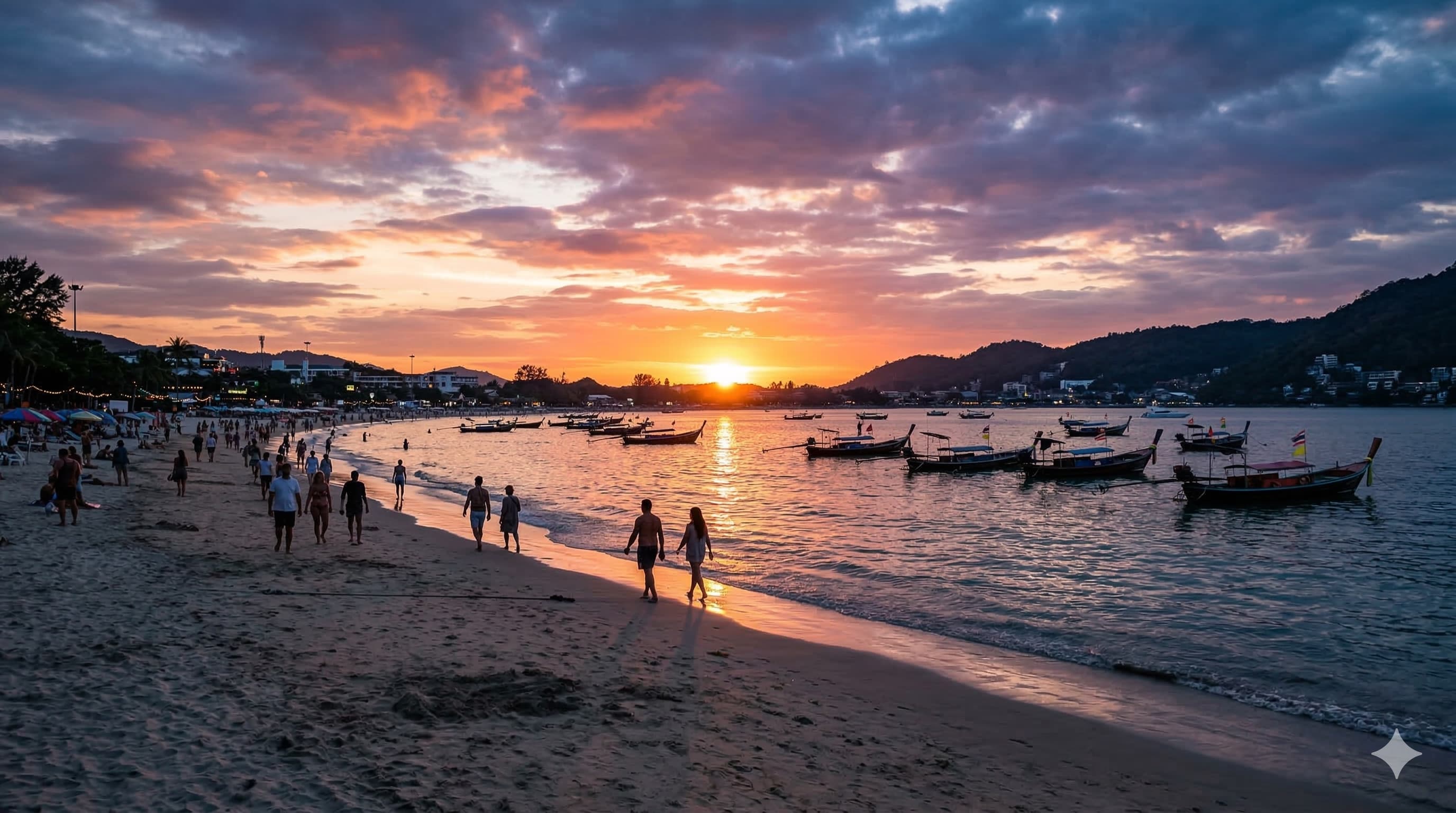 Hoàng hôn tuyệt đẹp tại bãi biển Patong, Phuket