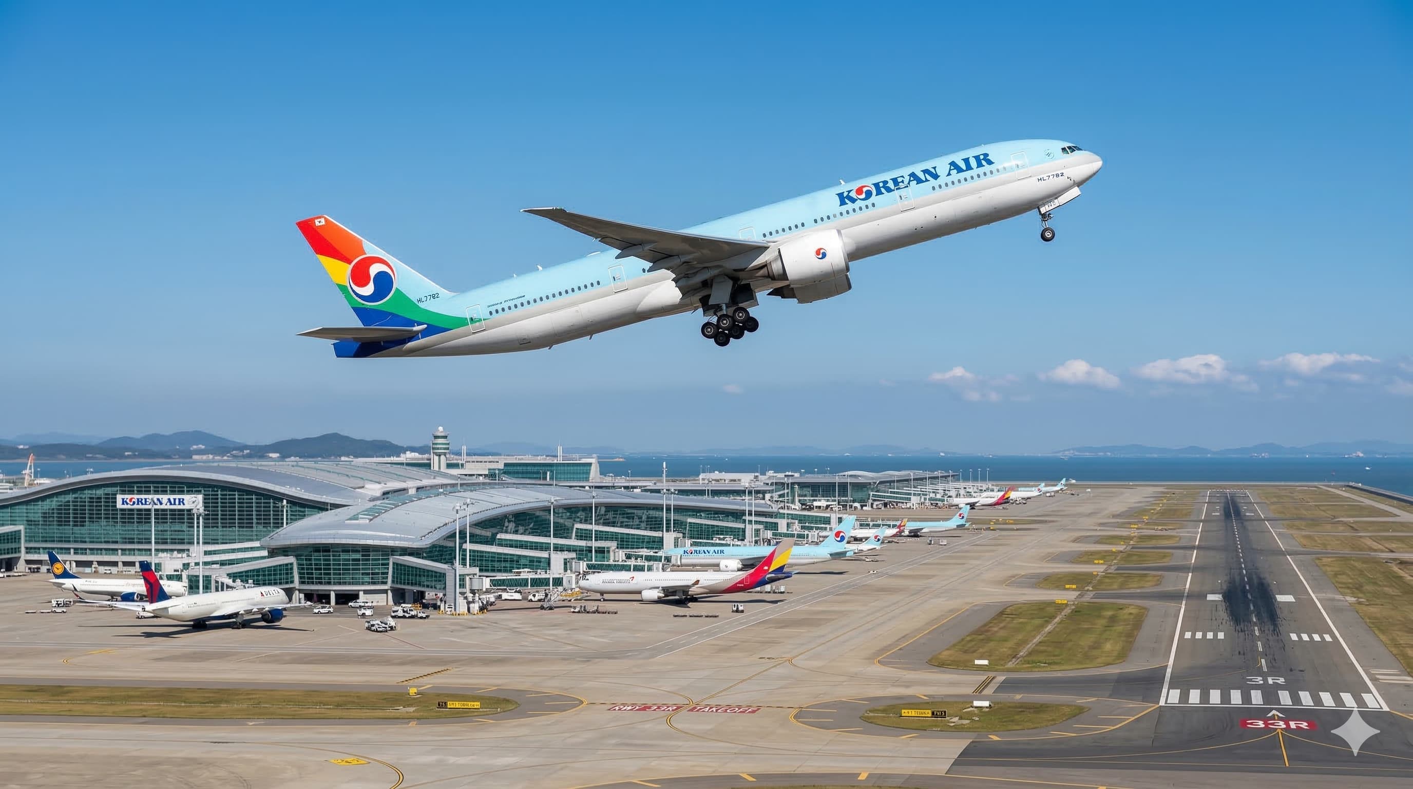 Máy bay cất cánh từ sân bay quốc tế Incheon