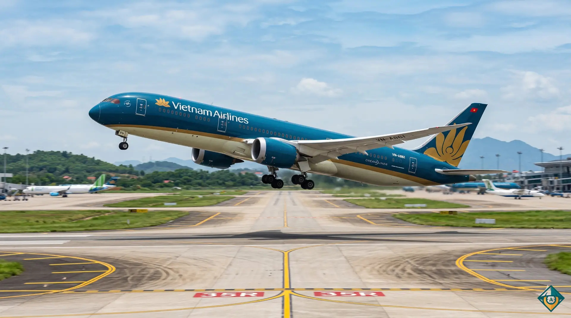 Máy bay Vietnam Airlines khởi hành