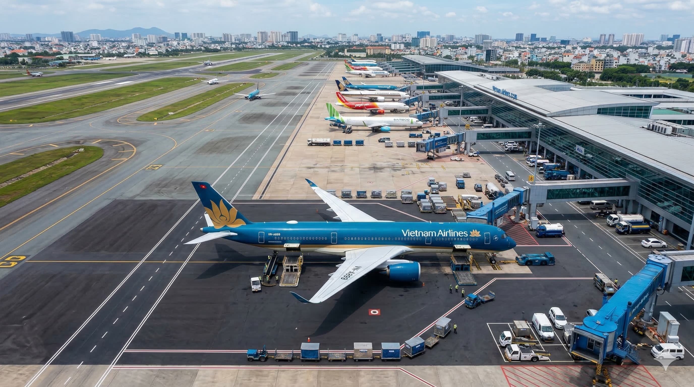 Máy bay Vietnam Airlines tại sân bay quốc tế