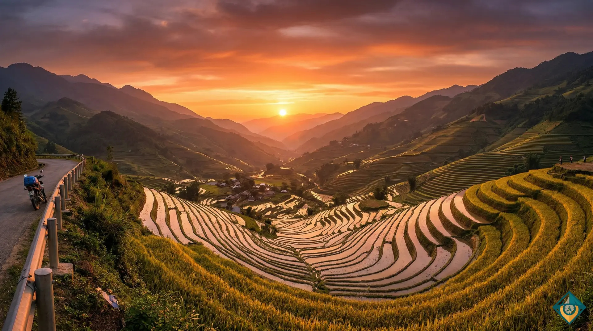 Ngắm hoàng hôn từ đèo Khau Phạ