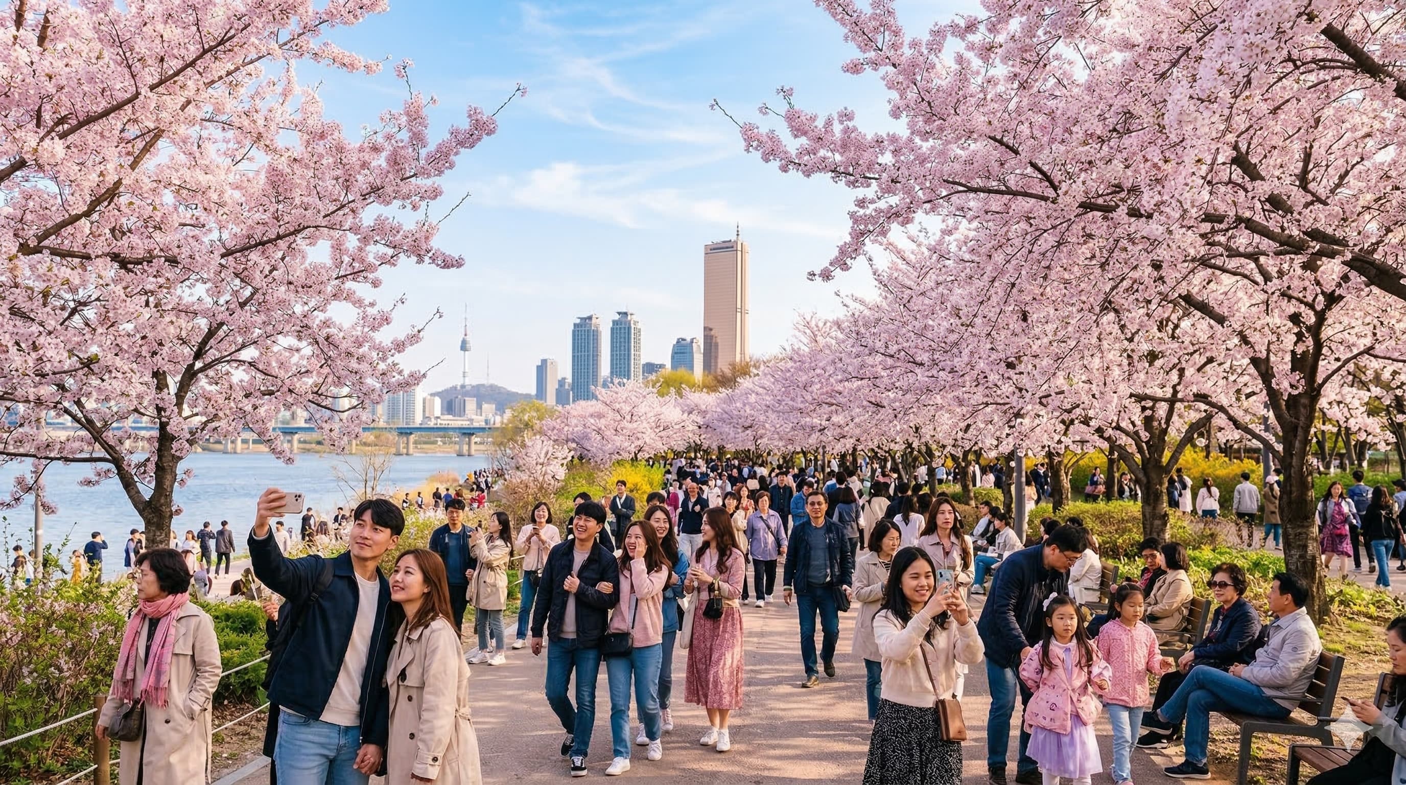 nguoi dan va du khach thuong thuc hoa anh dao o seoul