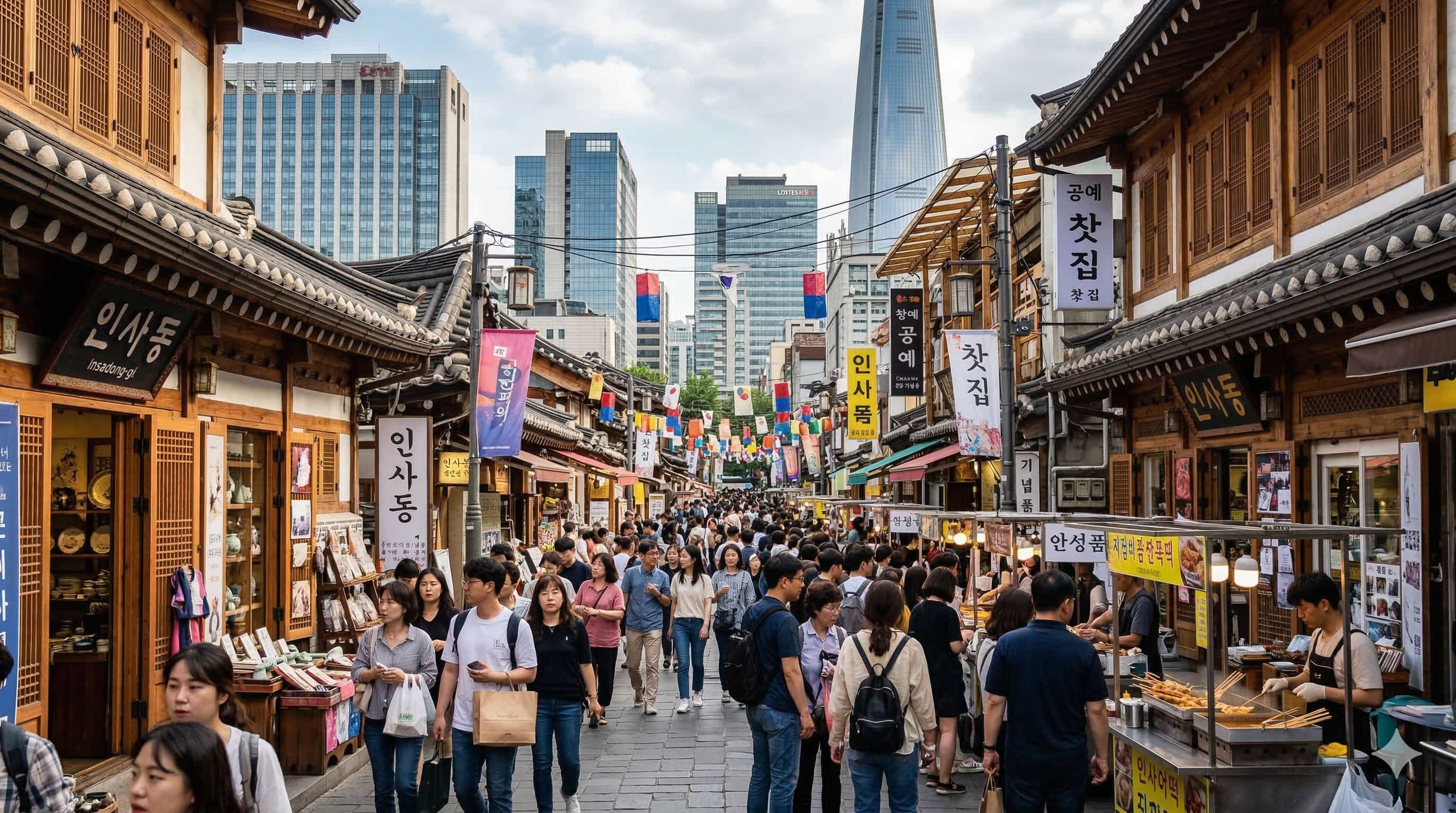 Phố xá sầm uất tại Seoul