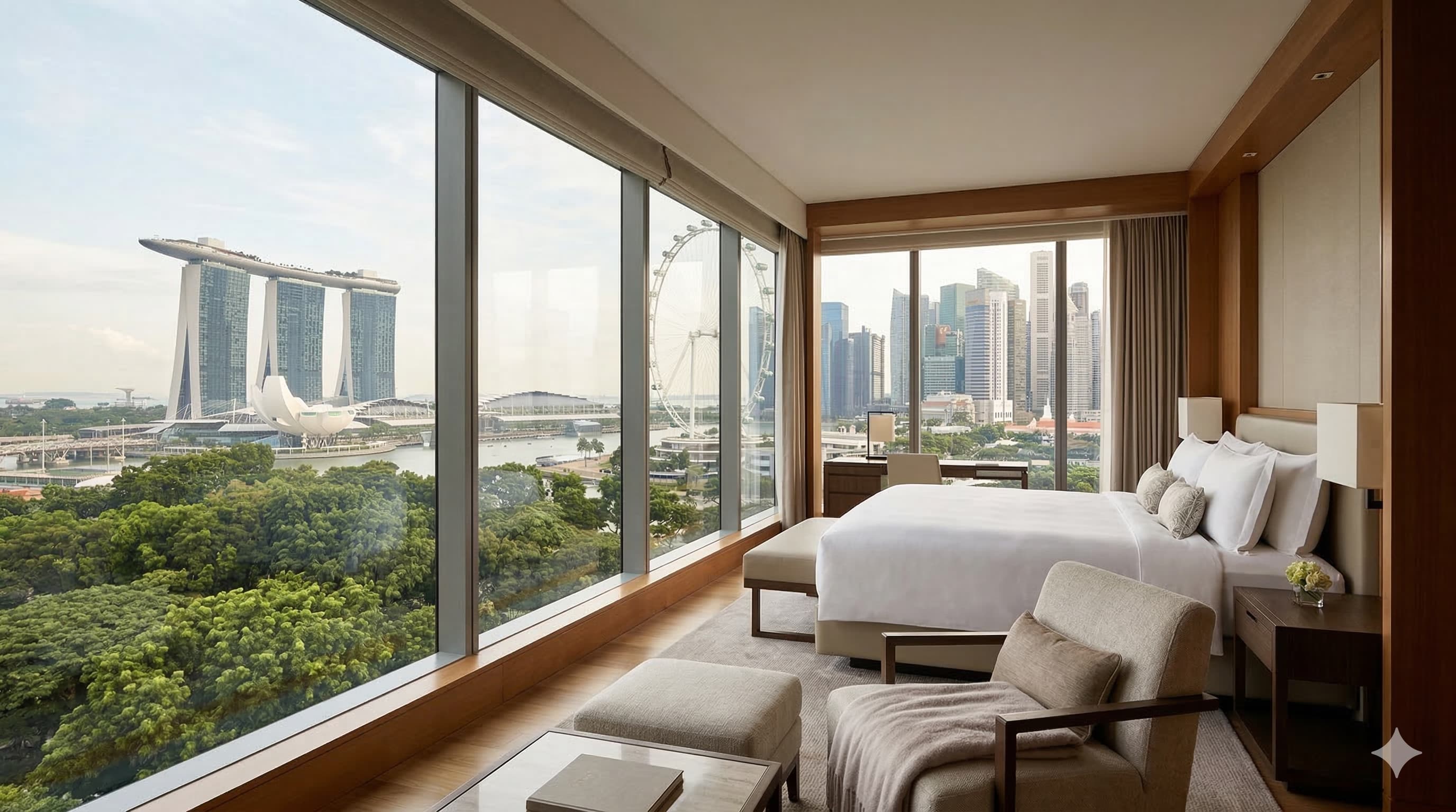 Phòng khách sạn sang trọng tại Singapore với view đẹp
