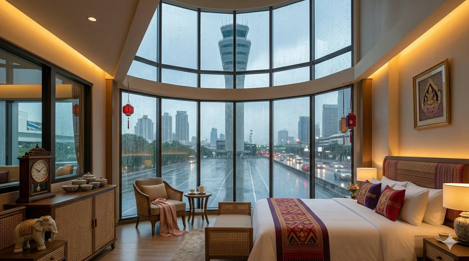 Phòng khách sạn tại Bangkok mùa mưa