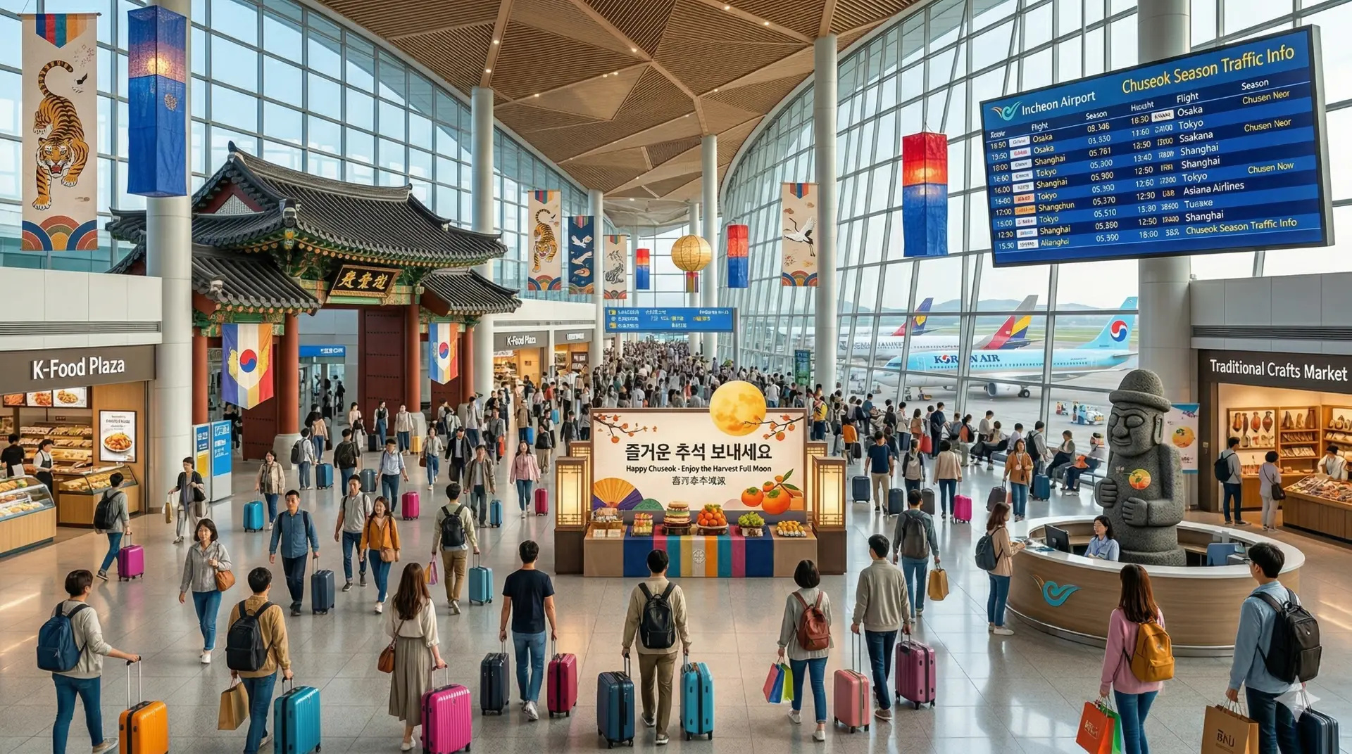 Sân bay Incheon đông đúc vào dịp Chuseok