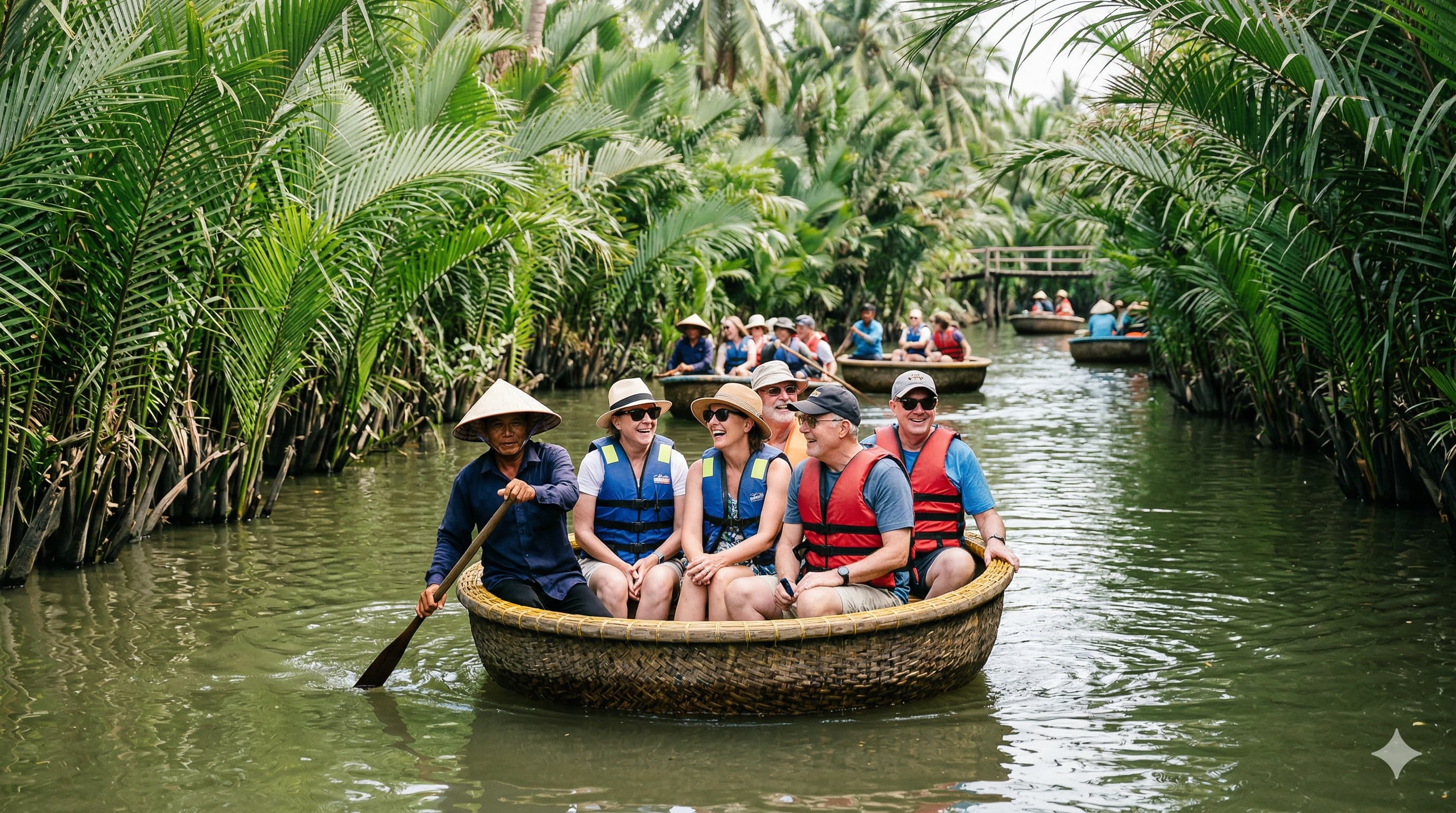 Trải nghiệm chèo thuyền thúng tại rừng dừa Bảy Mẫu