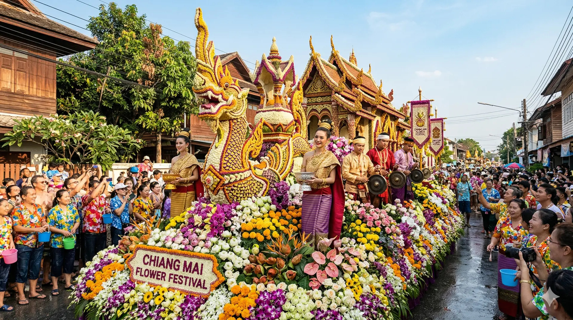 Xe hoa lộng lẫy tại lễ hội hoa Chiang Mai